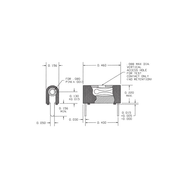 Concord Electronics TEST POINT INS JACK-HORIZONTAL MOUNT, BLACK I, 09-9307-1-03510-2500 09-9307-1-03510